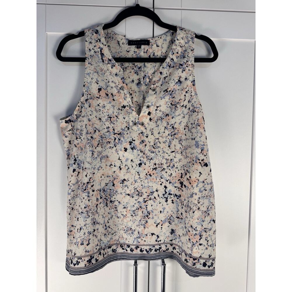 Sanctuary Sleeveless Blouse L Abstract Print V Neck Lightweight Boho Casual Top